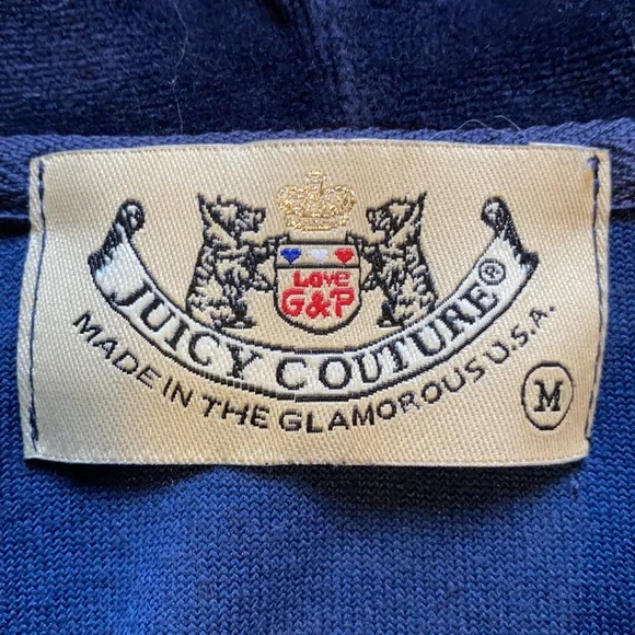 🪼[ Juicy Couture ]Classic Navy Blue Velour Tack Jacket - Picture 4 of 7